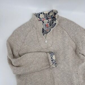 Weird Fish Textured Full Zip Sweater Jacket Beige Womens Size 14